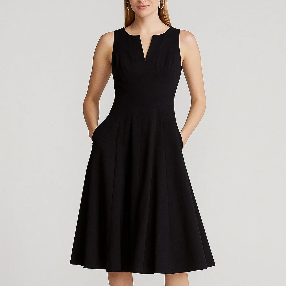 🆕AQUA Midi Dress Classic Office Soft Little Black Dress Bloomingdale’s Office - Picture 1 of 15